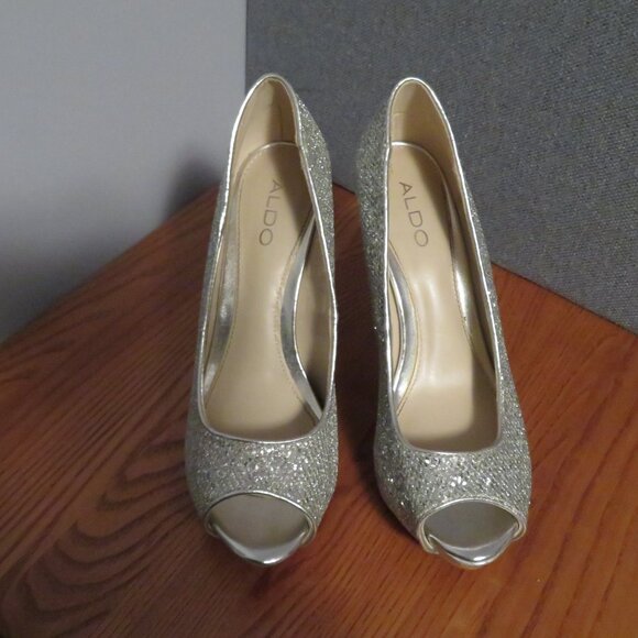 Aldo  - Silver Sparkle Heels Size 8 - Picture 2 of 6